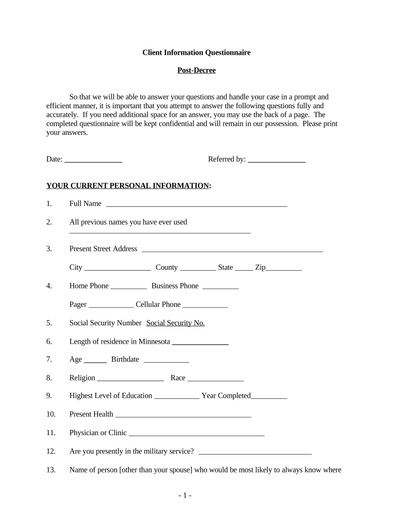 Minnesota Client  Form