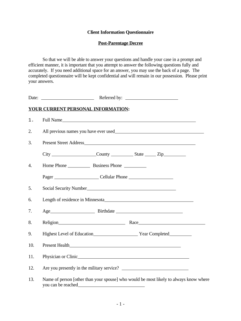 Minnesota Client  Form