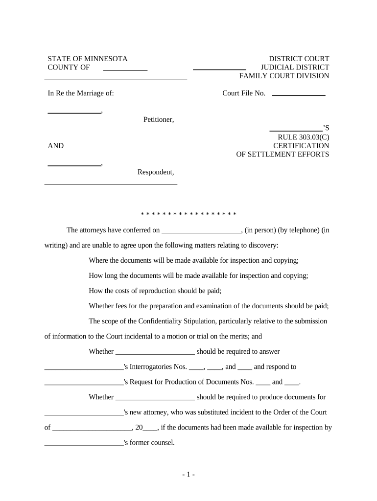 Certification Settlement  Form