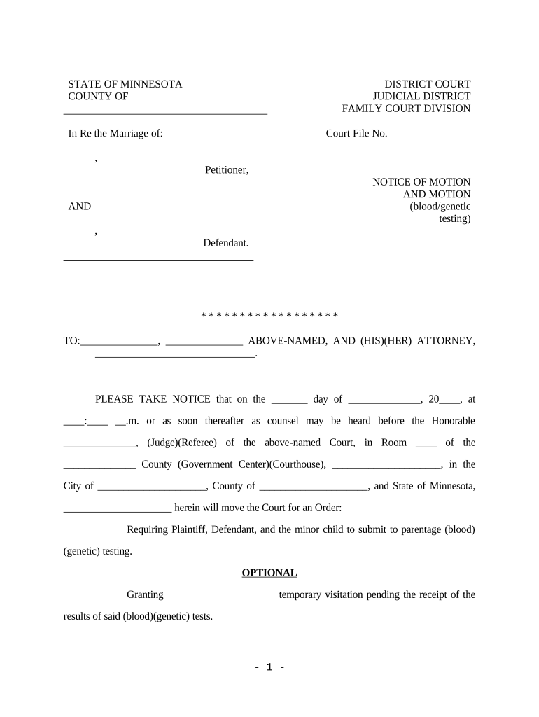 Minnesota Parentage  Form