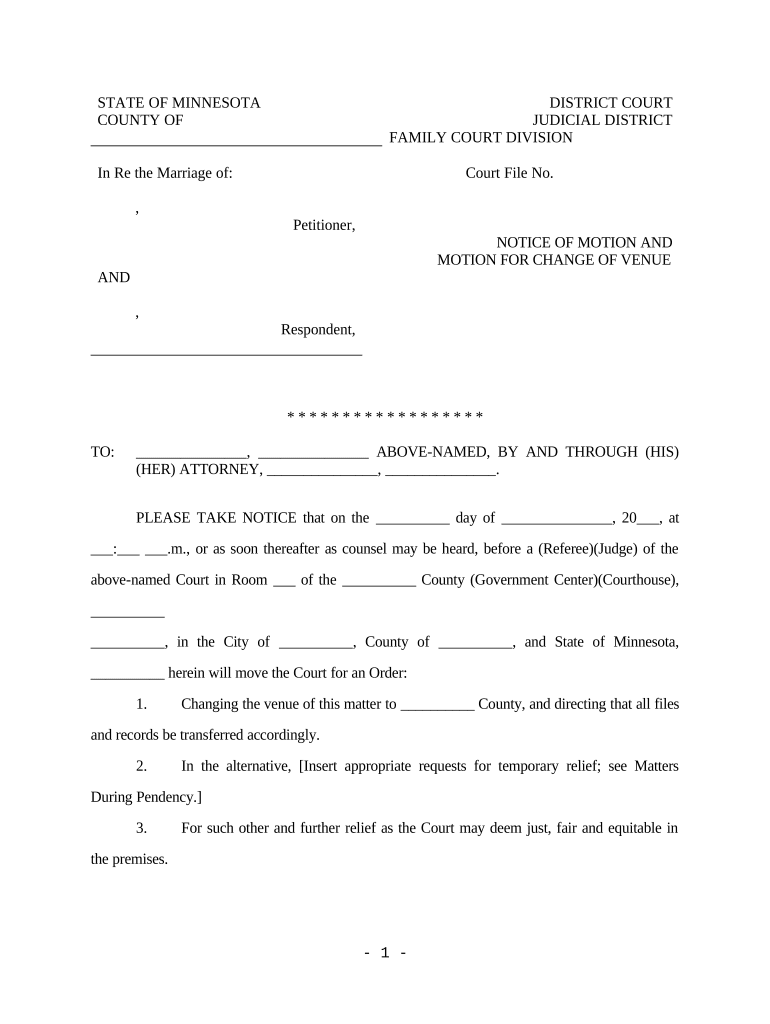 Motion Change Venue  Form