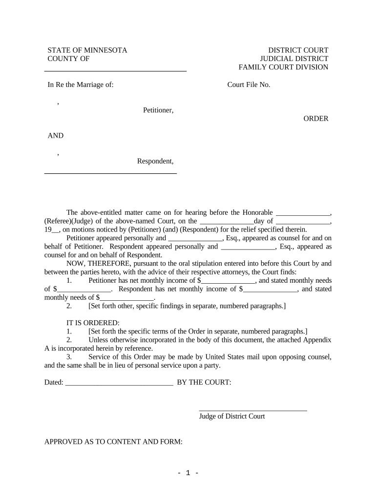 Minnesota Divorce  Form