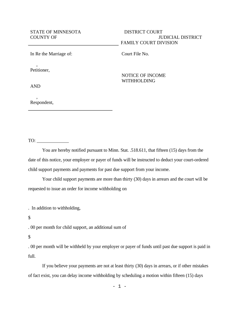 Minnesota Child Support  Form