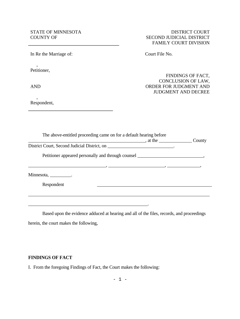 Minnesota Order Court  Form