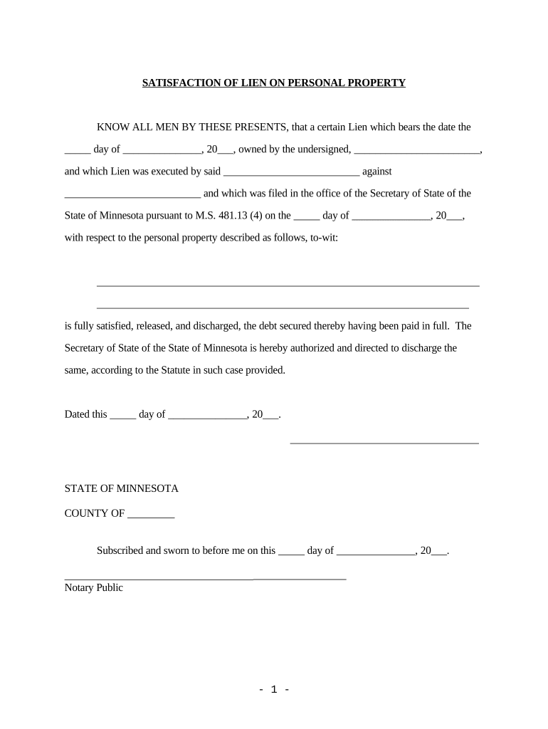 Minnesota Lien  Form