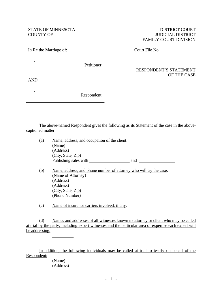 Respondent's Statement of Case Minnesota  Form