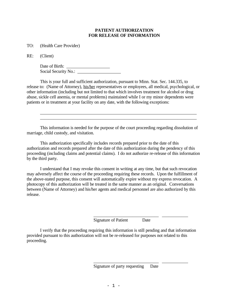 Patient Release Authorization  Form