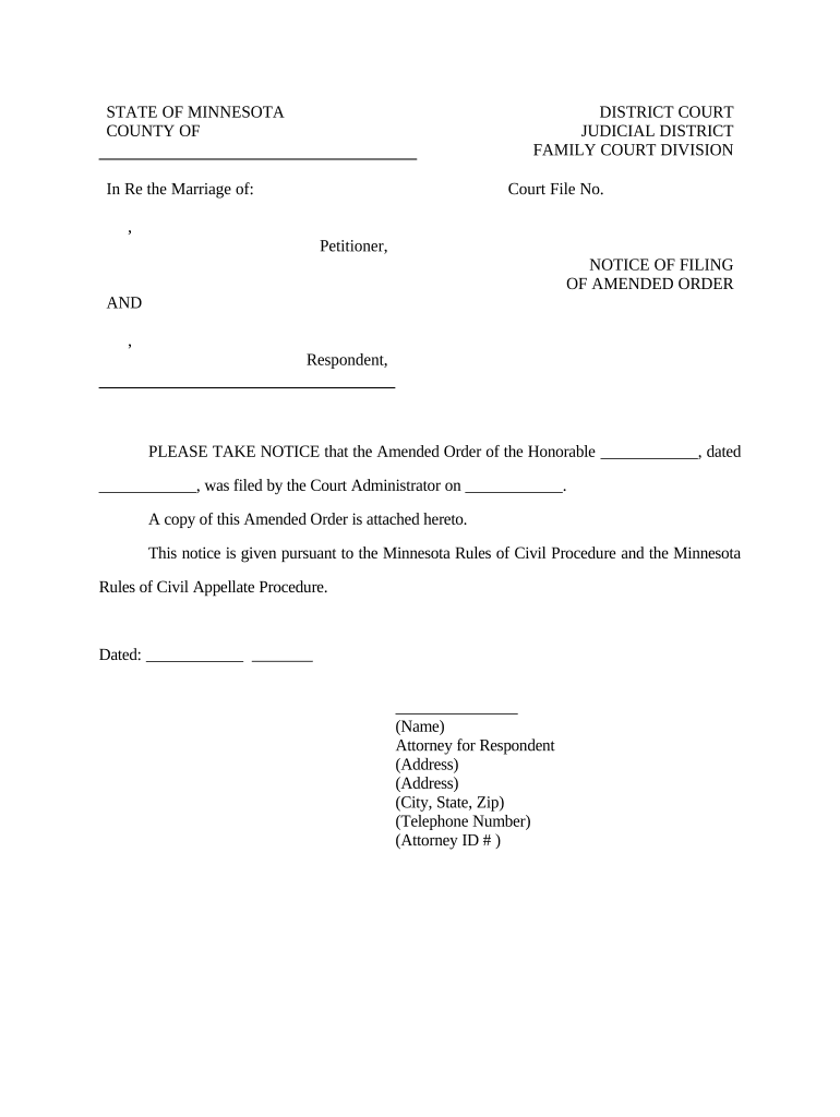 Minnesota Amend  Form