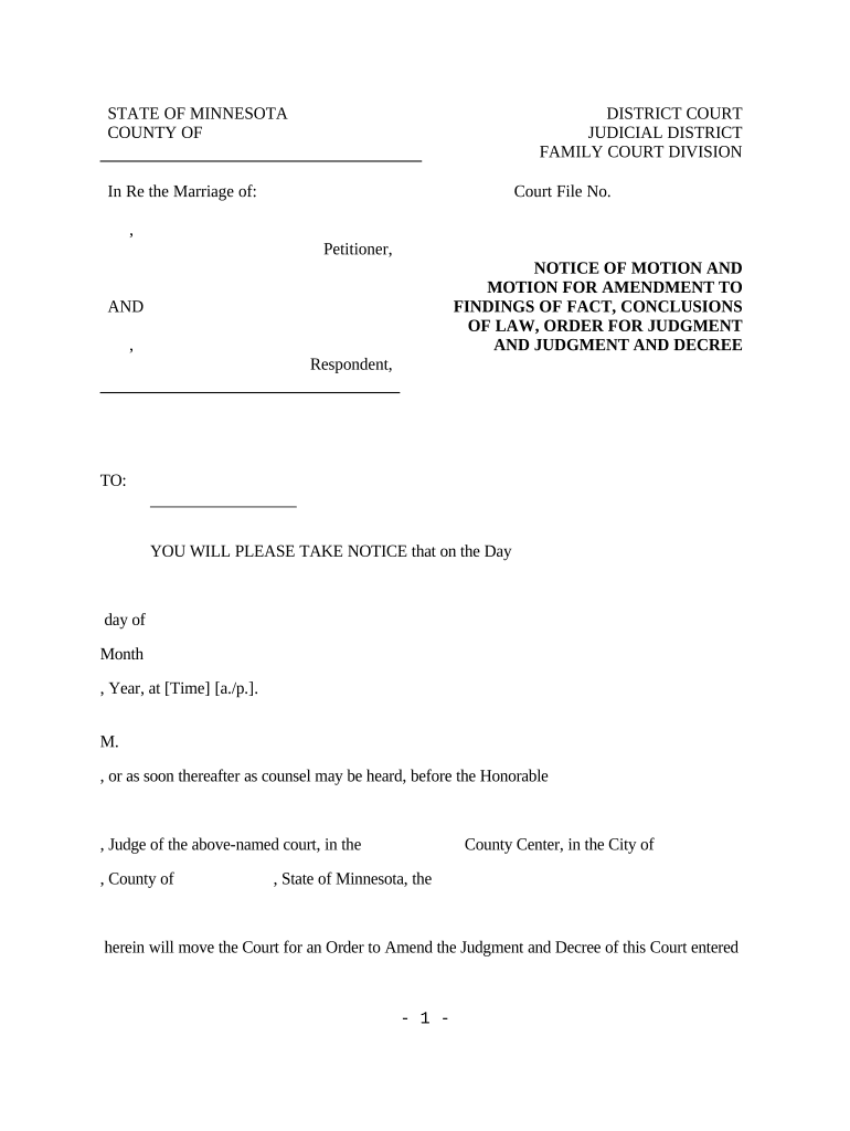 Amend Judgment  Form