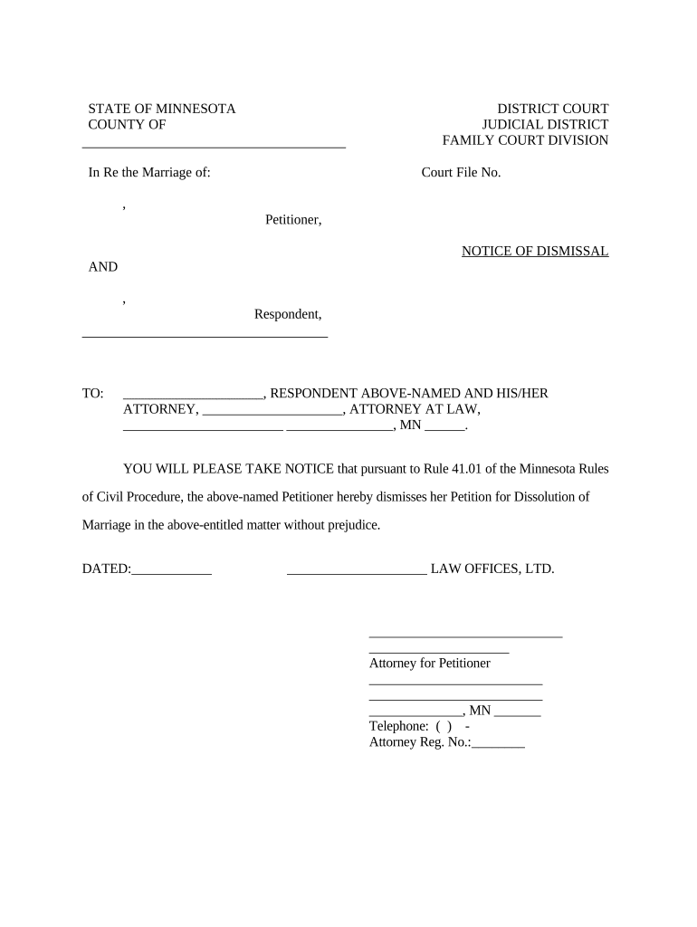 Notice Voluntary Dismissal Form