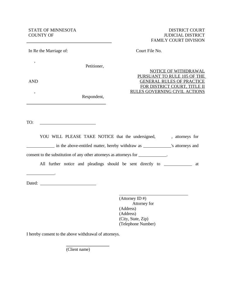 Withdrawal Counsel  Form