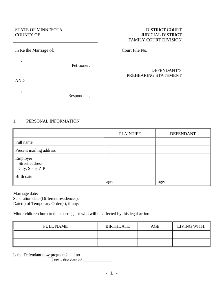 Prehearing Statement  Form