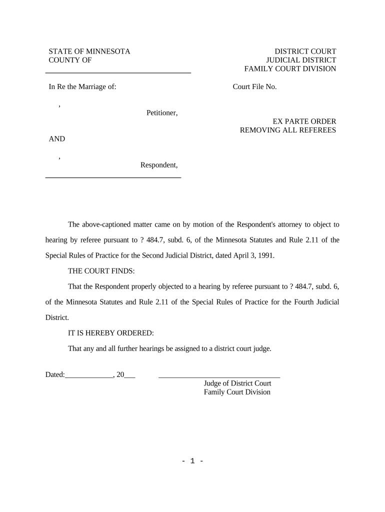 Ex Parte Order  Form