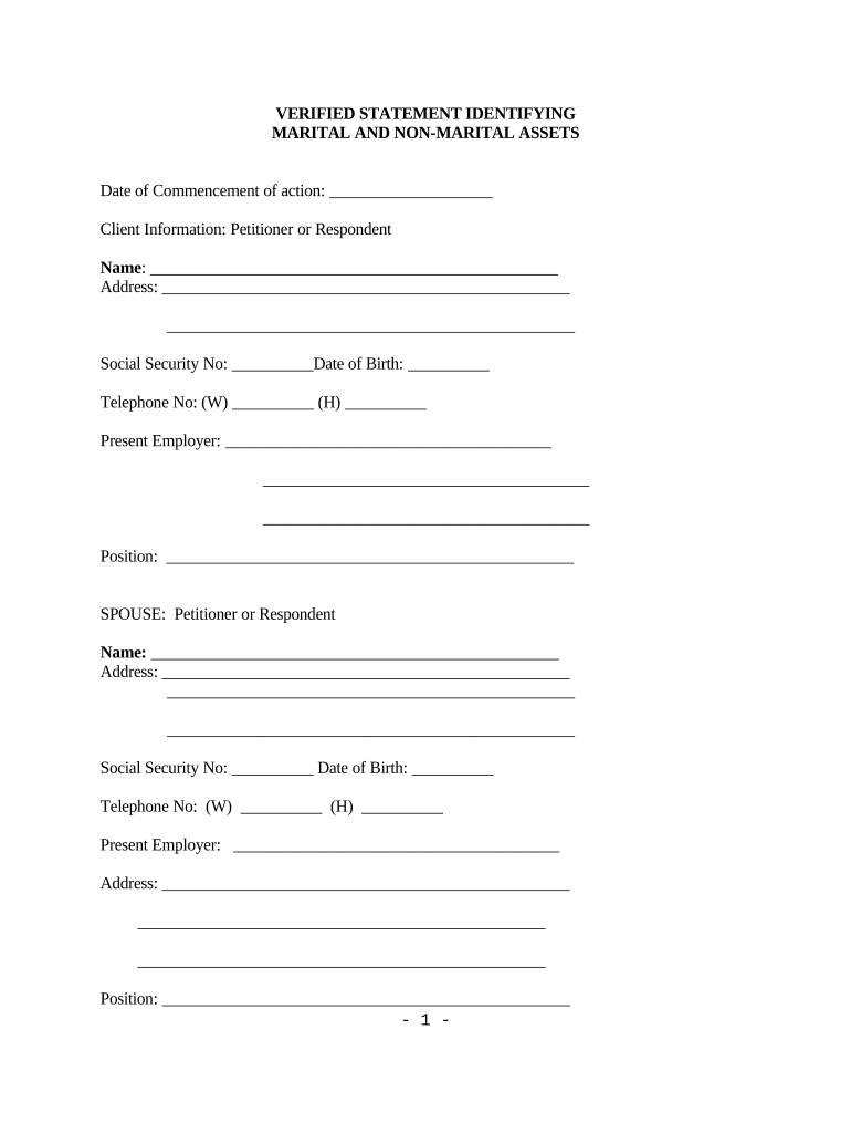 Non Marital Assets  Form