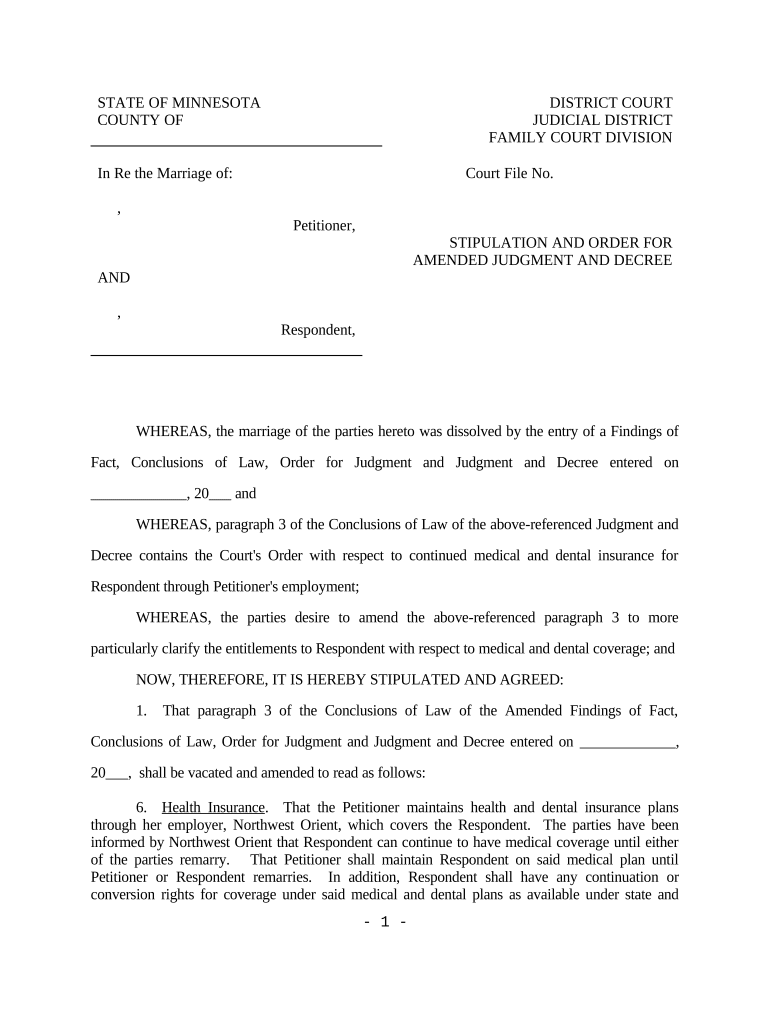 Order Judgment Decree  Form