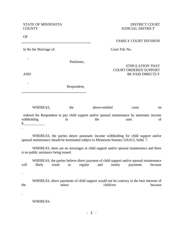 Mn Court Ordered  Form