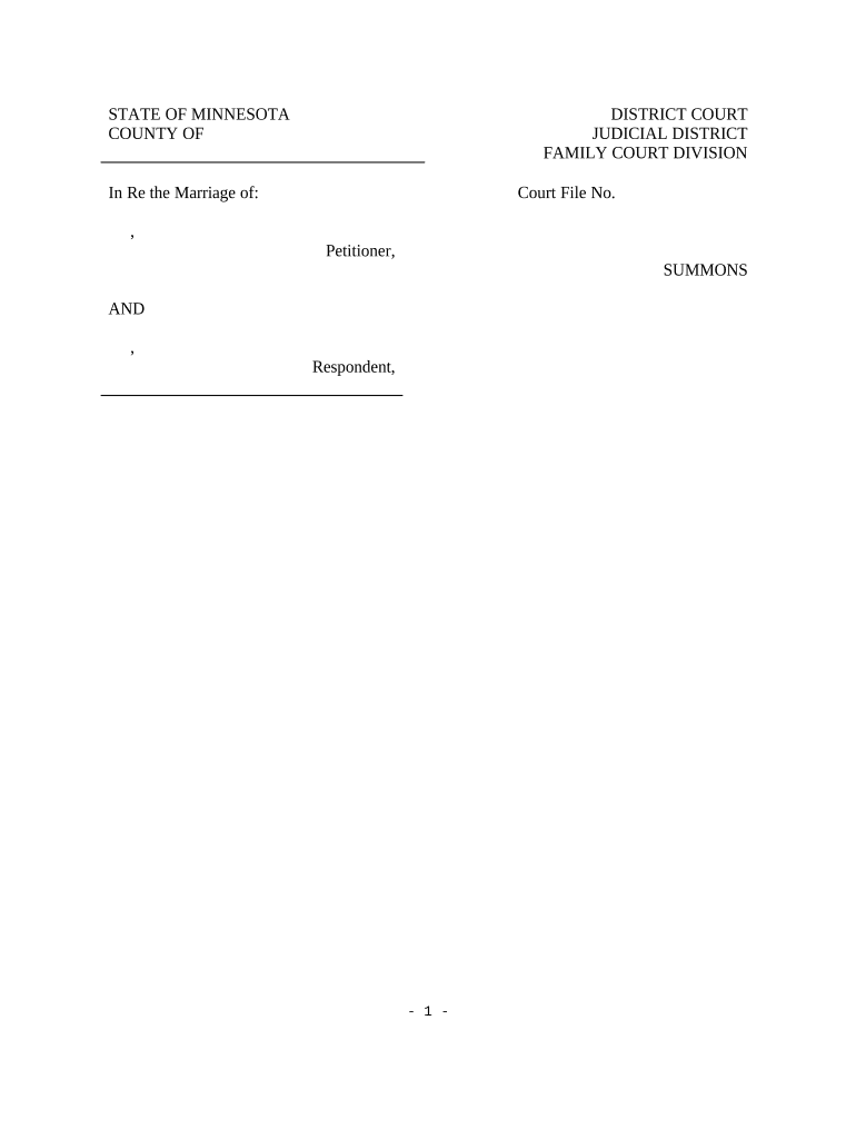 Mn Summons Divorce  Form