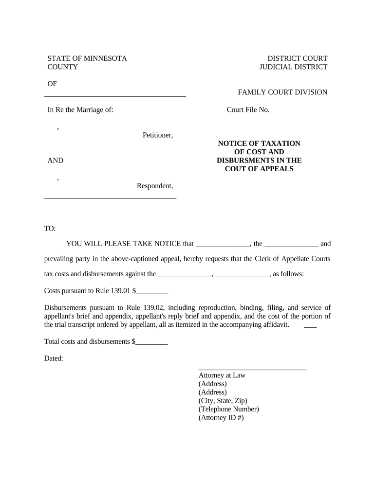Minnesota Notice Appeal  Form
