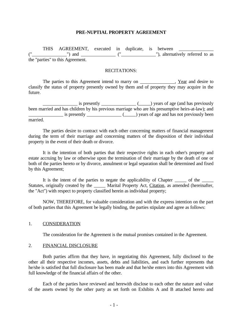 Prenuptial Property Agreement Minnesota  Form