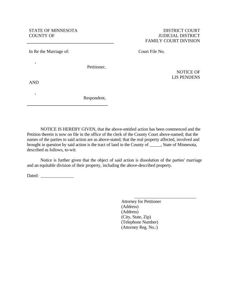 Lis Pendens Property  Form