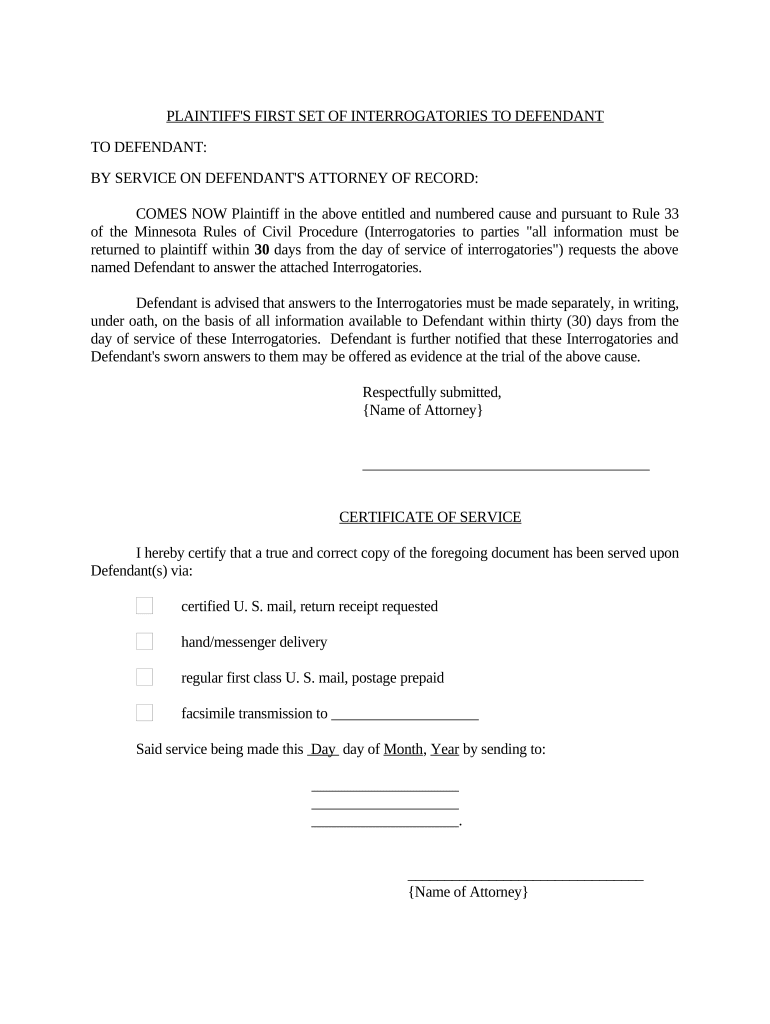 Interrogatories Template  Form