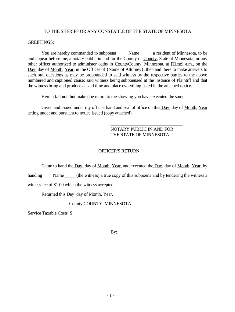 Mn Subpoena Form