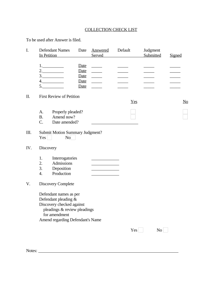 Discovery Checklist  Form