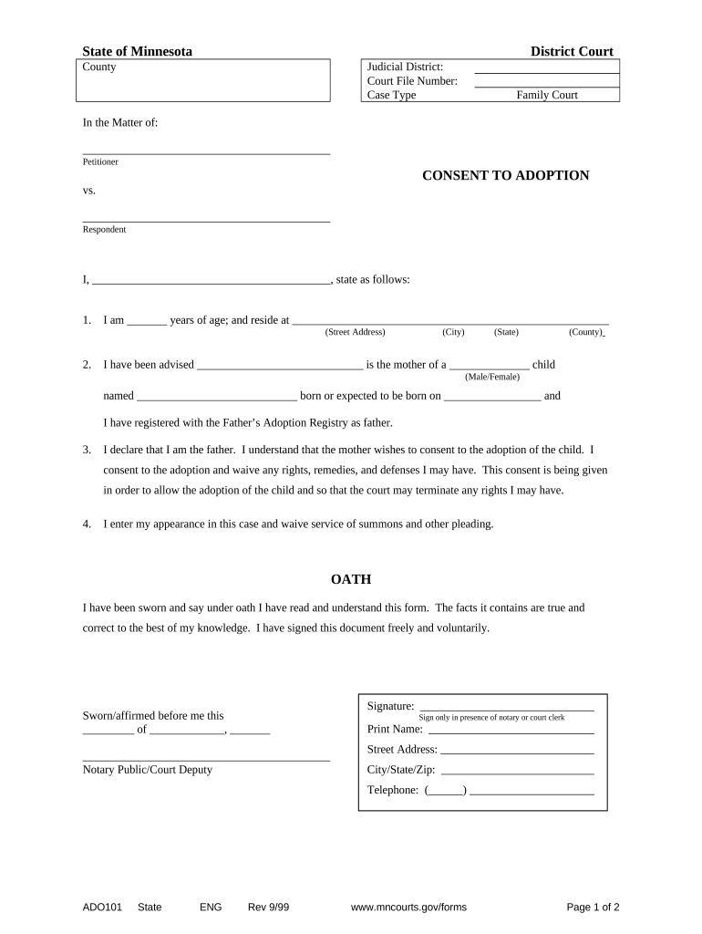 Minnesota Adoption  Form