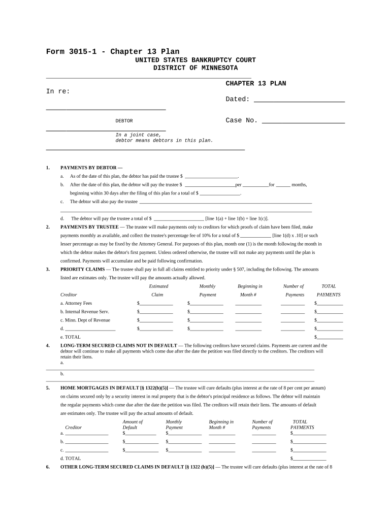 Minnesota Chapter 13 Form