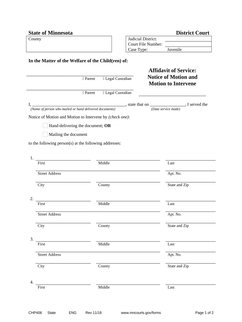 Affidavit Service Motion  Form