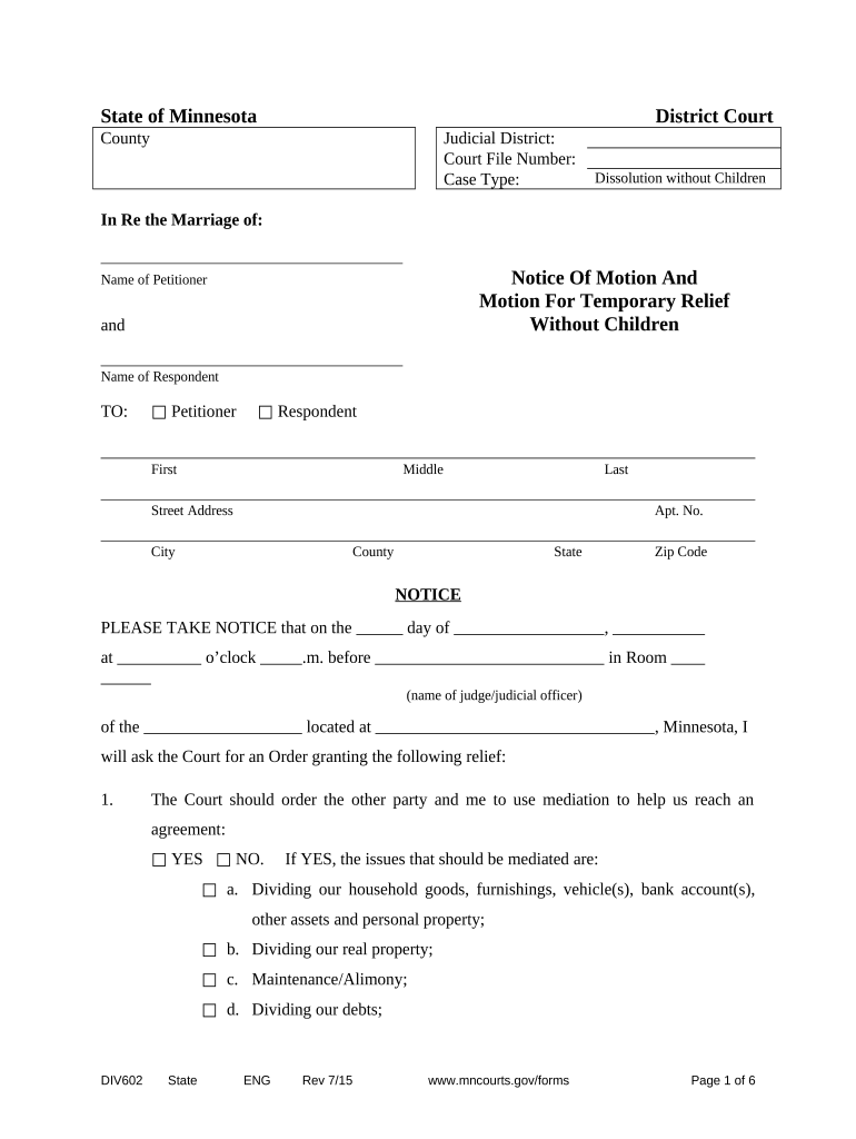 Notice Motion Document  Form