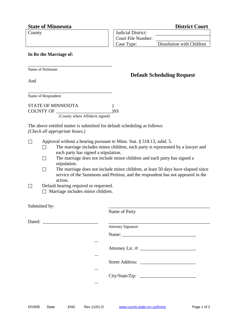 Default Scheduling Request  Form