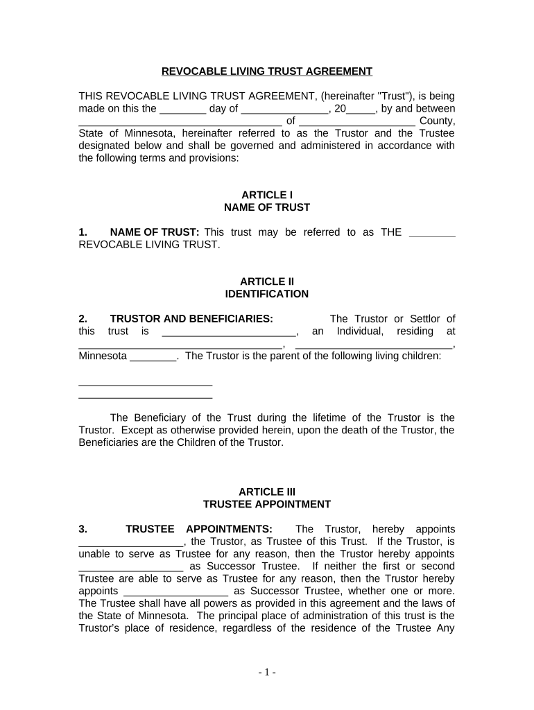 Minnesota Living Trust  Form