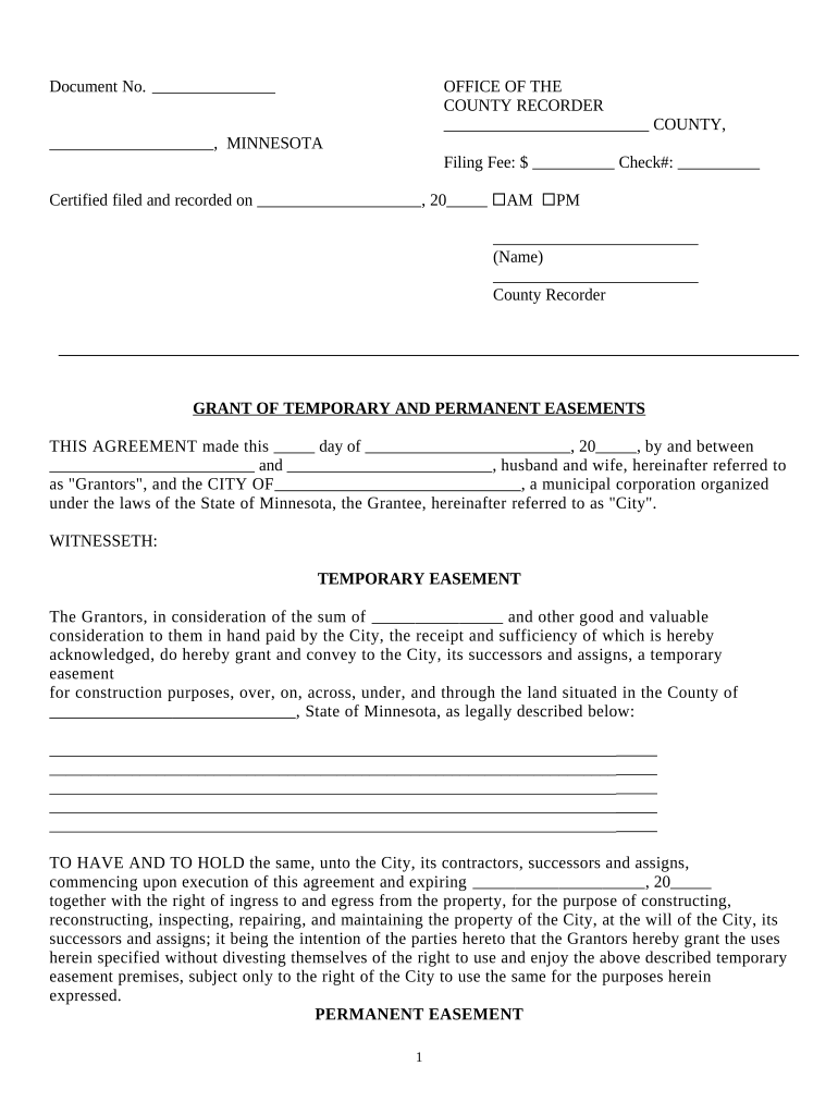 Minnesota Easement Form