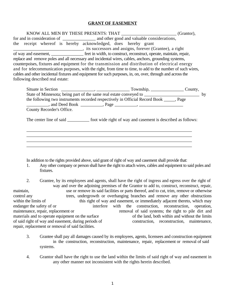 Minnesota Easement  Form