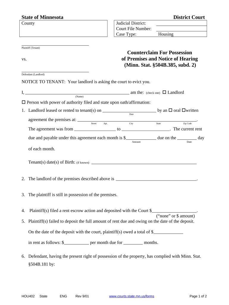 Minnesota Possession  Form