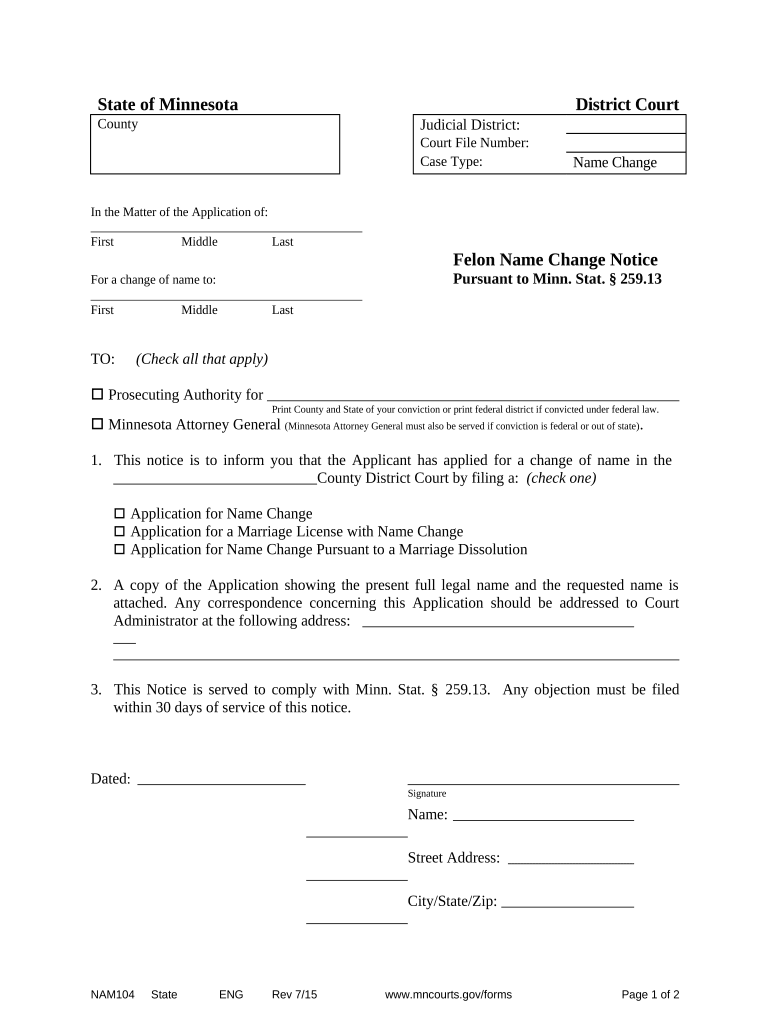 Name Change Notice Form