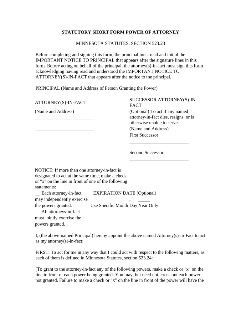 Minnesota Attorney Make  Form