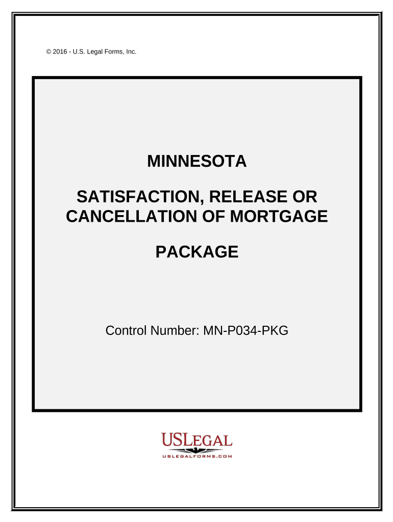 Satisfaction, Cancellation or Release of Mortgage Package Minnesota  Form