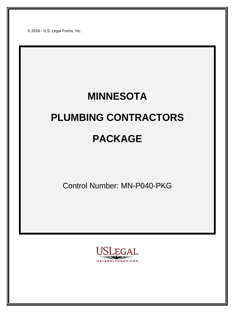 Plumbing Contractor Package Minnesota  Form