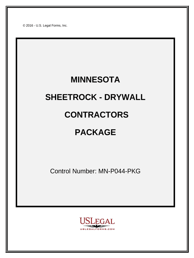 Sheetrock Drywall Contractor Package Minnesota  Form