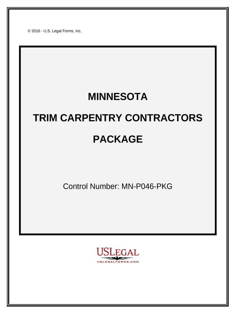 Trim Carpentry Contractor Package Minnesota  Form