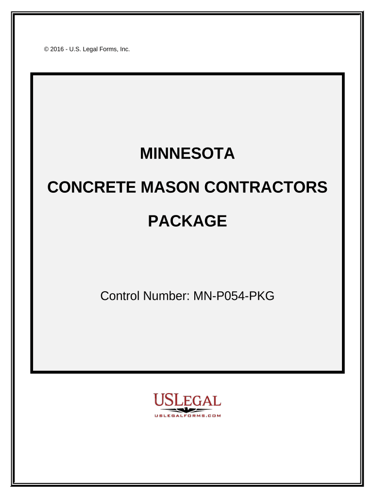 Concrete Mason Contractor Package Minnesota  Form
