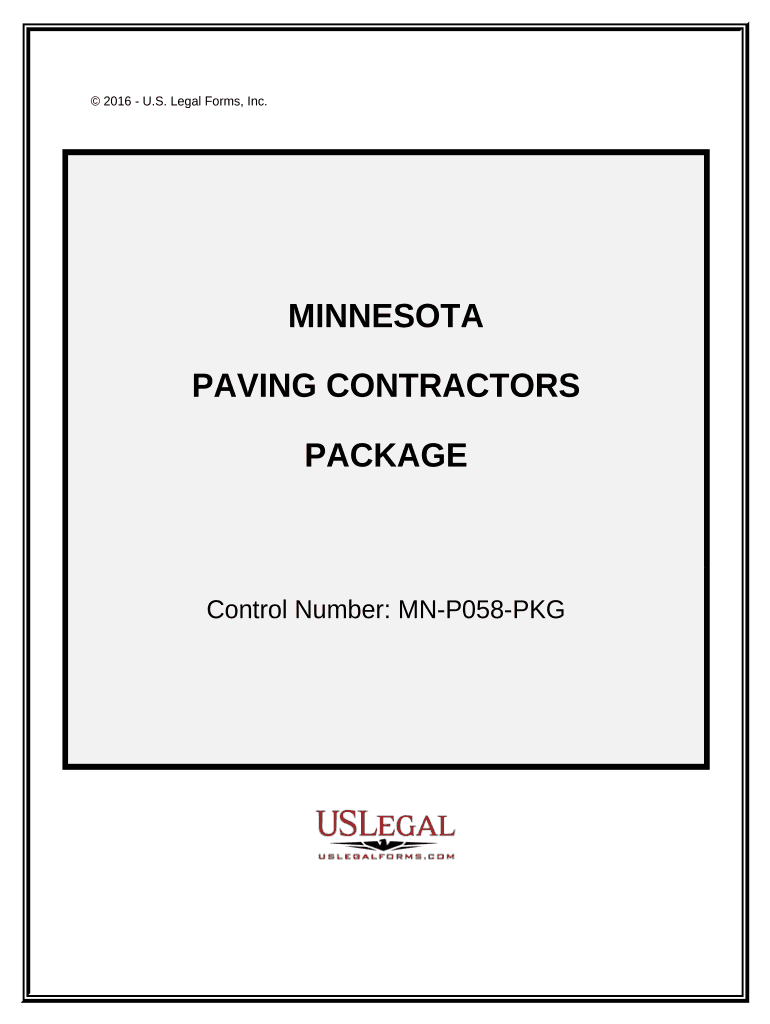 Paving Contractor Package Minnesota  Form
