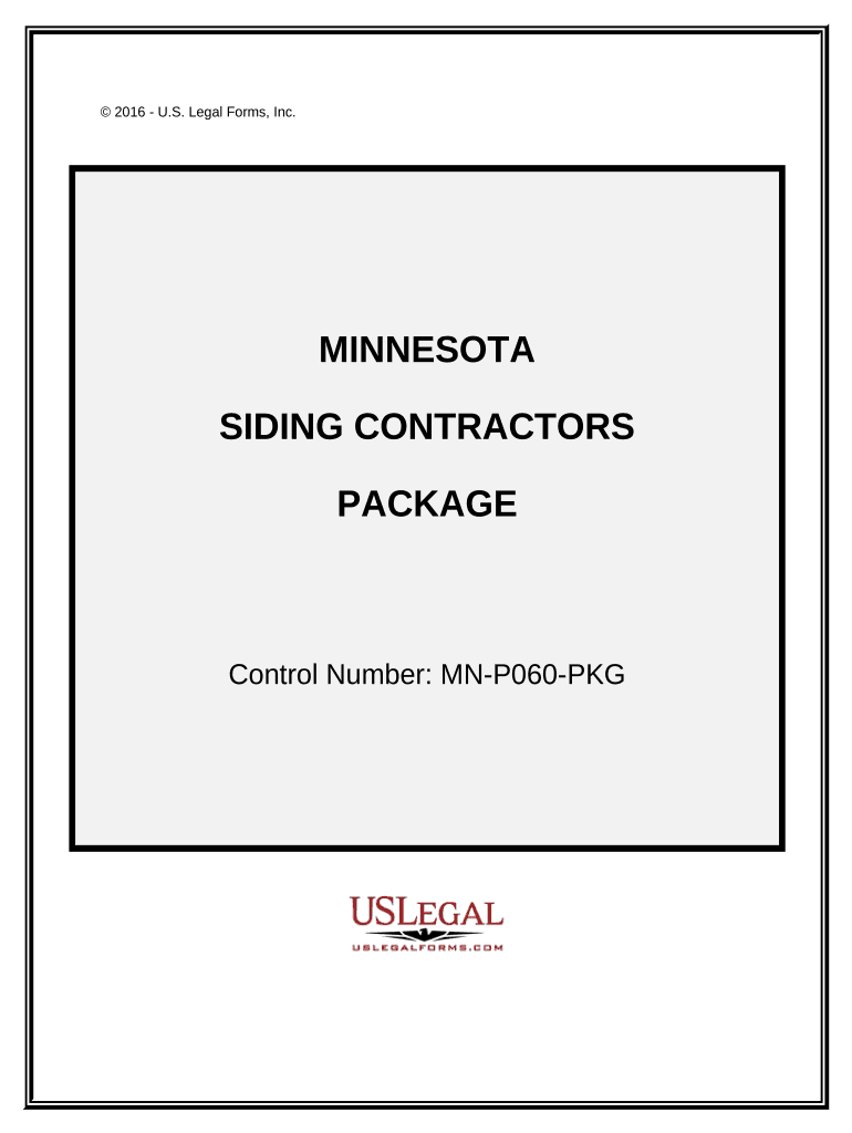 Siding Contractor Package Minnesota  Form