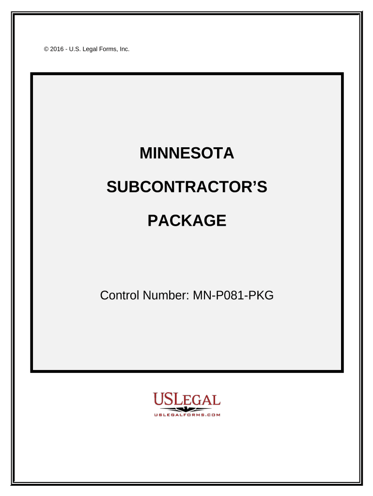 Subcontractors Package Minnesota  Form