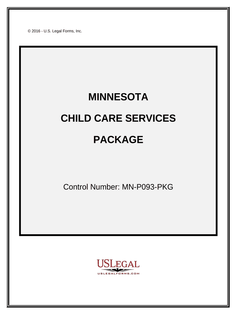 Child Care Services Package Minnesota  Form