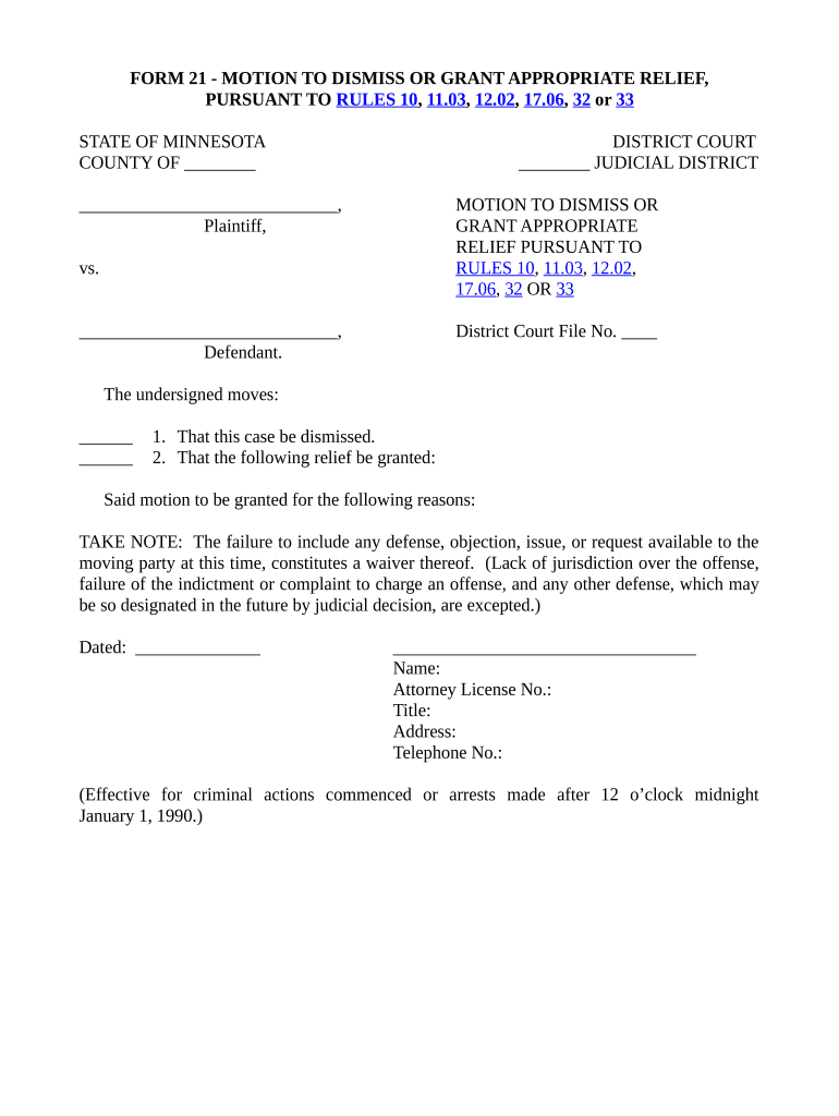 Mn Motion Dismiss  Form