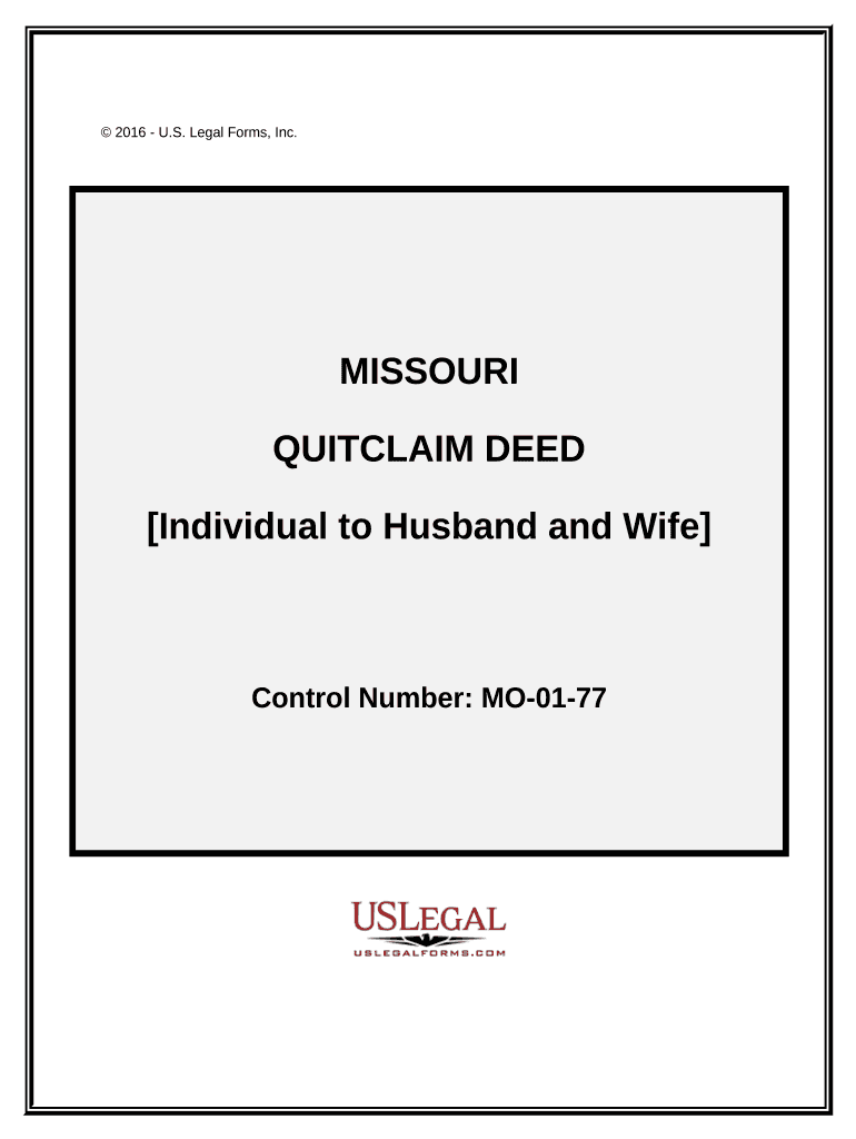 Quitclaim Deed from Individual to Husband and Wife Missouri  Form