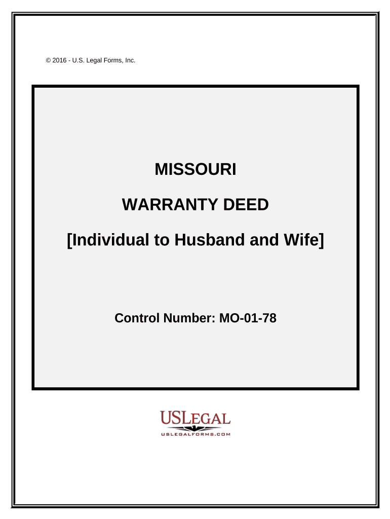 Warranty Deed from Individual to Husband and Wife Missouri  Form